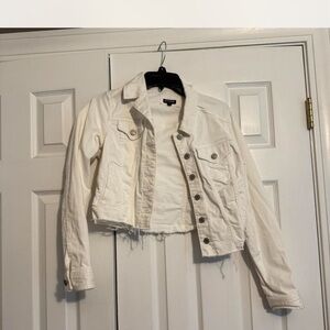 Express Off-White Cropped Denim Jacket
